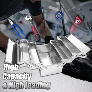 Portable stainless steel toolbox with carrying handles and locking hole
